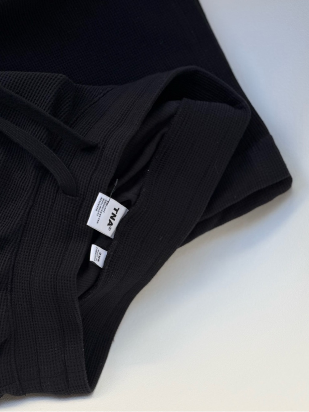 TNA Black Ribbed Drawstring Joggers